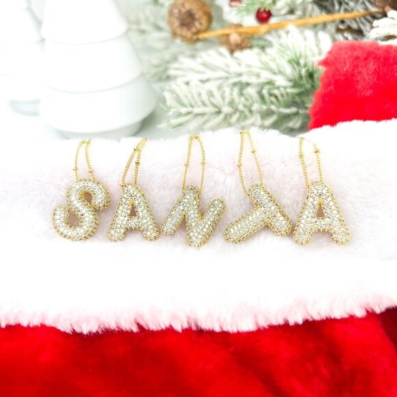 Gold Filled CZ Initial Bubble Necklace - Picture 11 of 11